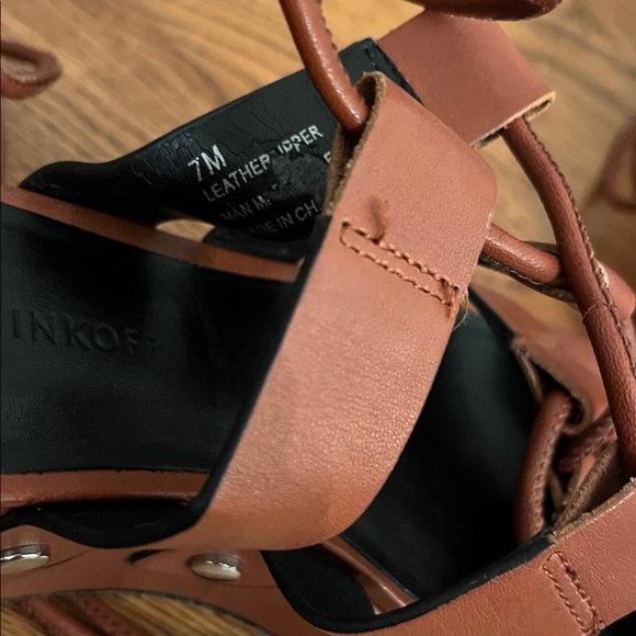 Rebecca Minkoff Iven Brown Leather Lace-Up Gladiator Wedge Platform Sandals 7 - Picture 9 of 9